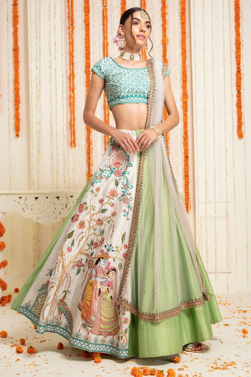 Lehenga Choli - Buy Dark Green Embroidered Wedding Lehenga Choli